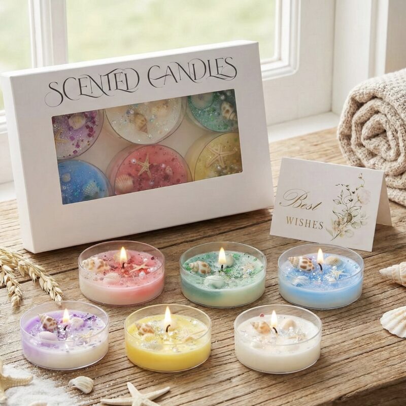 Zestaw 6 Świec Sojowych z Muszelkami